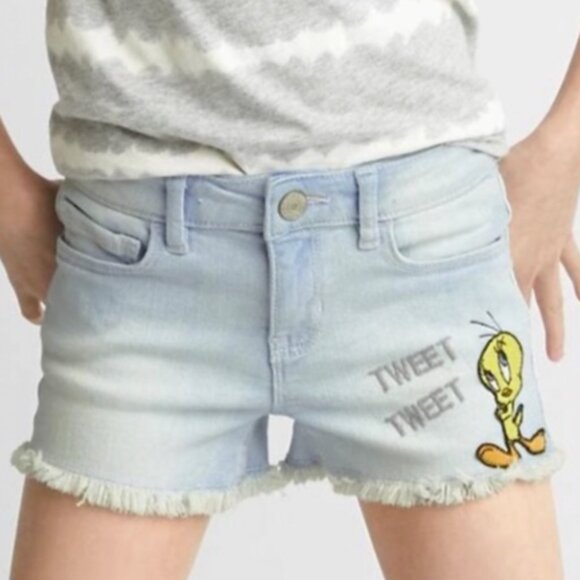 GAP Other - GAP Kids Looney Tunes Tweety Bird Embroidered Denim Cutoff Jean Shorts
